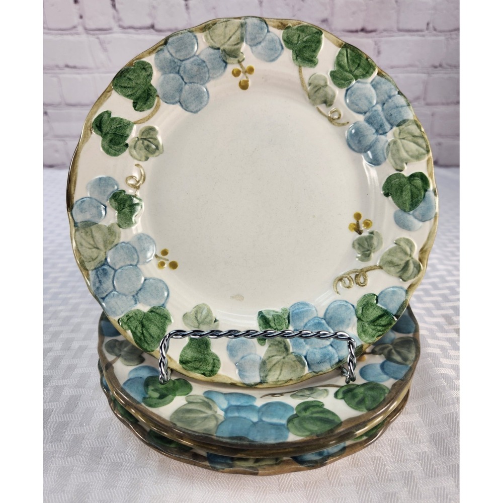 Poppytrail by Metlox - Raised Grapes & Vines Set Of 4 Salad Plates / Bread Plate